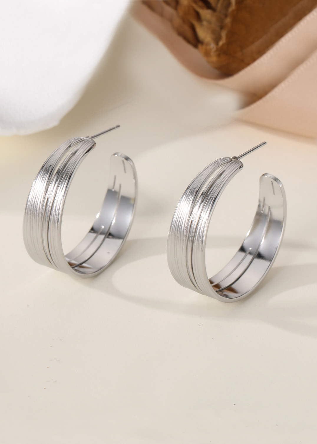 Boucles d'oreilles en acier inoxydable - L01-368 - Boucles d'oreilles