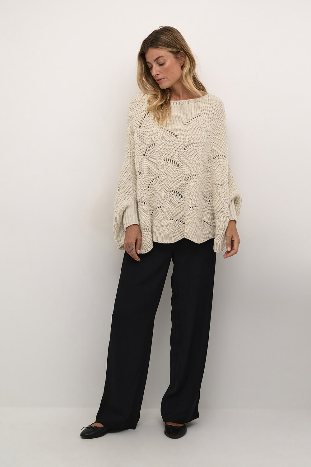 Poncho en tricot CREAM - 10613064 - Cream